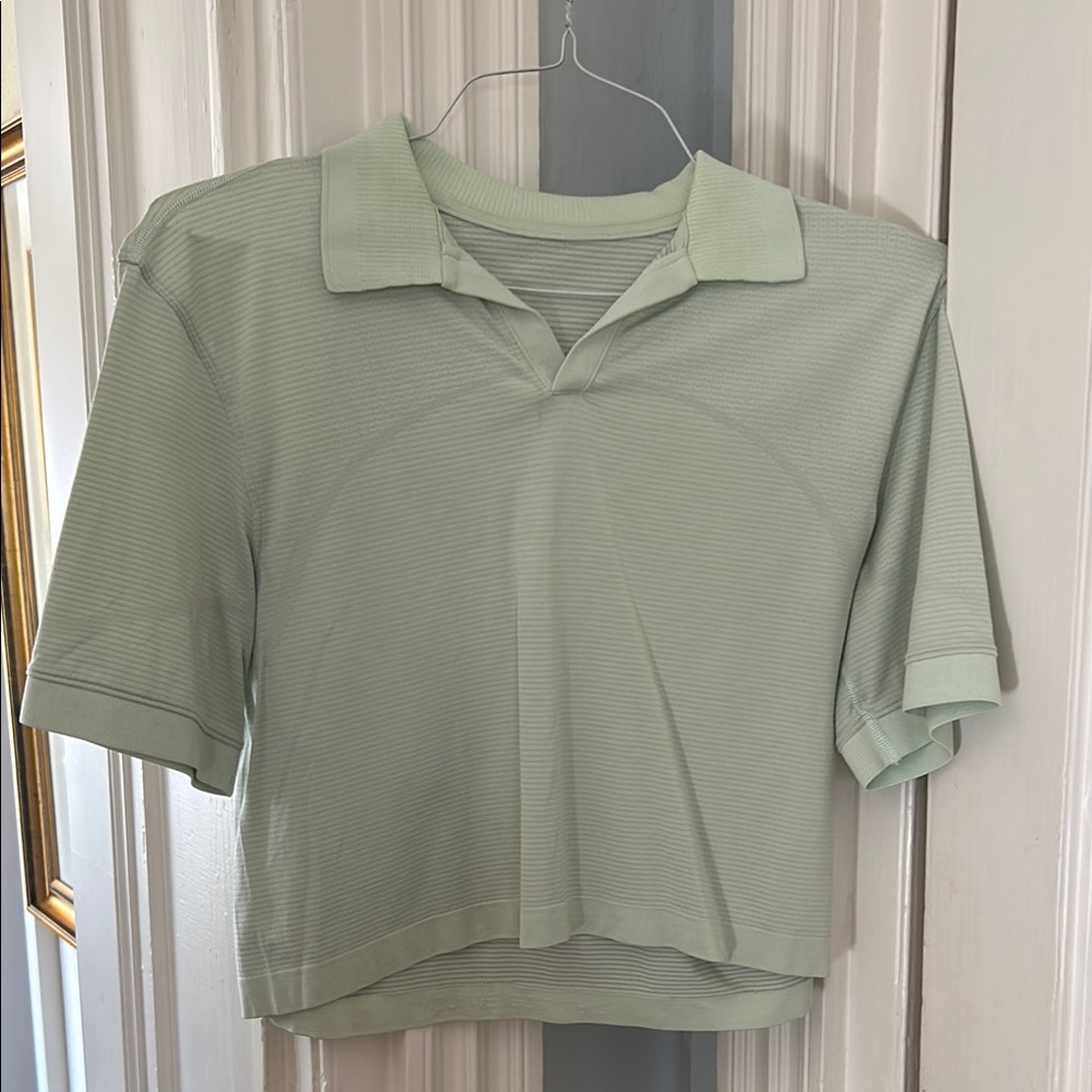 Mint Green Women's crop Polo Top